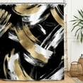 thumbnail image 2 of Abstract Modern Black Gold Shower Curtain Set Minimalist Neutral Contemporary Aesthetic Geometric Simple Art Waterproof Bathroom Curtain with Hooks-48"W x 72"L (Pack of 1), 2 of 7