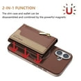thumbnail image 3 of Allytechgroup 2-in-1 Magnetic Wallet Case for Apple iPhone 16 Plus, Detachable Card Holder with Zipper Pocket RFID Blocking Kickstand PU Leather Protective Flip Cover with 6 Slots, Brown, 3 of 6
