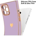 thumbnail image 4 of Compatible with iPhone 14 Pro Case  Cute Plating Gold Luxury Love Heart Phone Case for Women Girls Shockproof Raised Full Camera Lens Protection Cover for iPhone 14 Pro 6.1 inch,Purple, 4 of 14