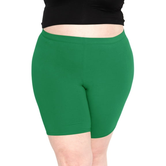Stretch Is Comfort Women's Plus Size Cotton Biker Shorts Kelly Green 5X