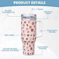 thumbnail image 5 of Balery Hand Drawn Strawberry Pattern 40oz Stainless Steel Tumbler Double Wall Vacuum Insulated Water Bottle Ice Bully Insulated Tumbler With Handle And 2 in 1 Straw Lid, 5 of 8