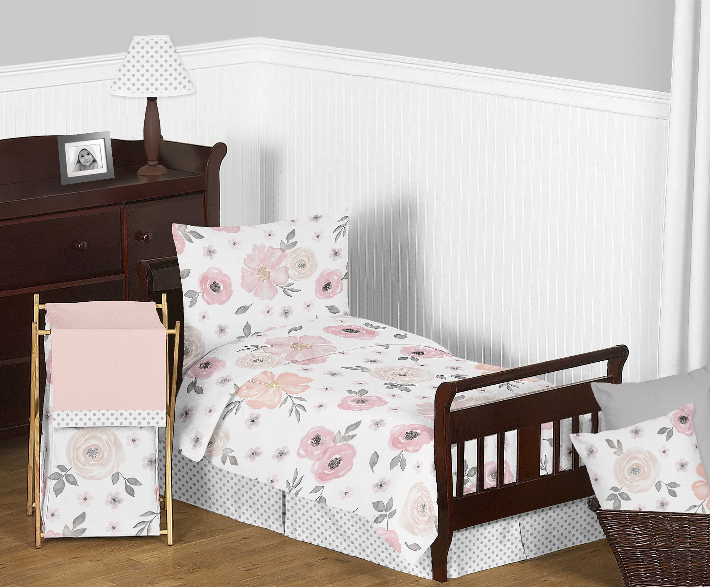 Sweet Jojo Designs Watercolor Floral Pink Grey and White Baby Play Mat