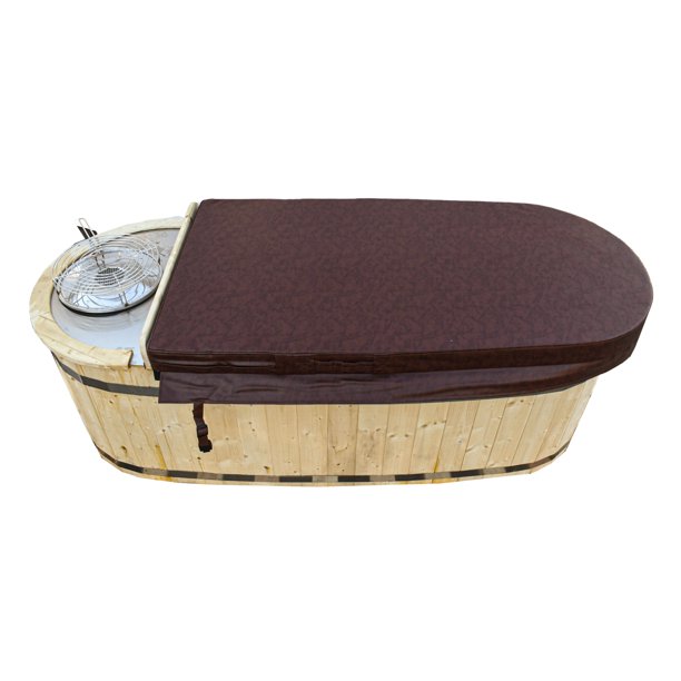 ALEKO HT2PIN Natural Pine Hot Tub with Charcoal Stove 2 Person 132