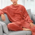thumbnail image 4 of RYDCOT Mens Coral Fleece Pajamas Set Winter Warm Flannel Pajamas Soft Fluffy Fleece Pj Set Loungewear Plush Sleepwear (Big and Tall) Red, 4 of 6