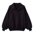 thumbnail image 5 of Black Sweatshirt for Women s Oversized Half Zip Pullover Long Sleeve Sweatshirt Quarter Zip Hoodie Sweater Teen Girls Fall Blouse Clothes with Pockets, 5 of 5