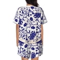 thumbnail image 6 of Rateoe Blue And White Porcelain Pattern Pattern Women's Short-Sleeved Pajama Set - 2 Piece Soft and Lightweight Sleepwear Set-Medium, 6 of 7