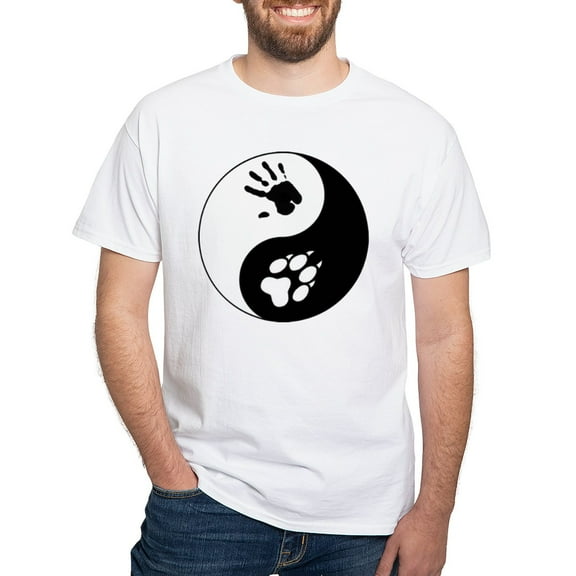 CafePress - Wolf Therian Ying Yang White T Shirt - Men's White Classic Cotton T-Shirts