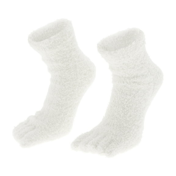 Unique Bargains 1 Pair Five Toe Socks Thickening Plush Socks for Women White