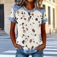 thumbnail image 2 of Tops de Manga Corta para las Mujeres Encaje Suelto Cuello Redondo Casual Color Sólido Blusa Camiseta Tops Sueltos, 2 of 5