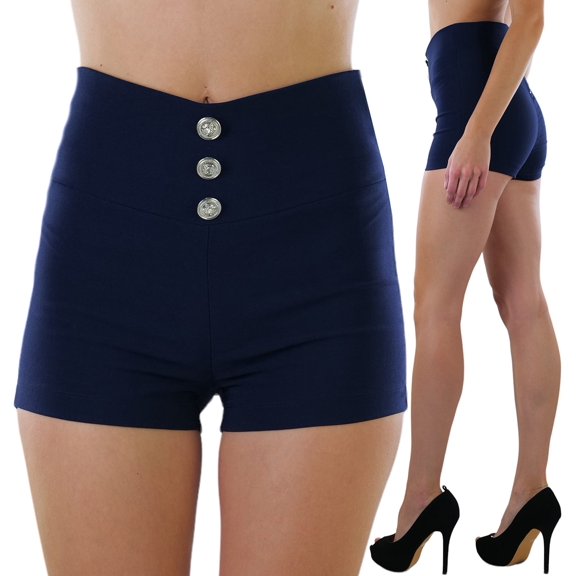 ToBeInStyle Women's High Waist Three Button Shorts