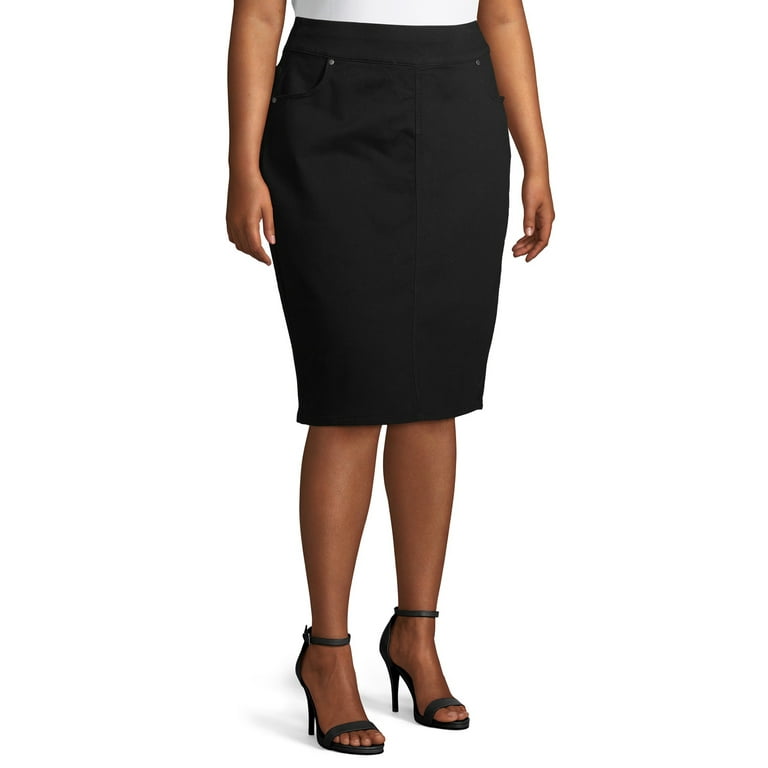 Alivia Ford Women s Plus Size Pull On Denim Skirt Walmart