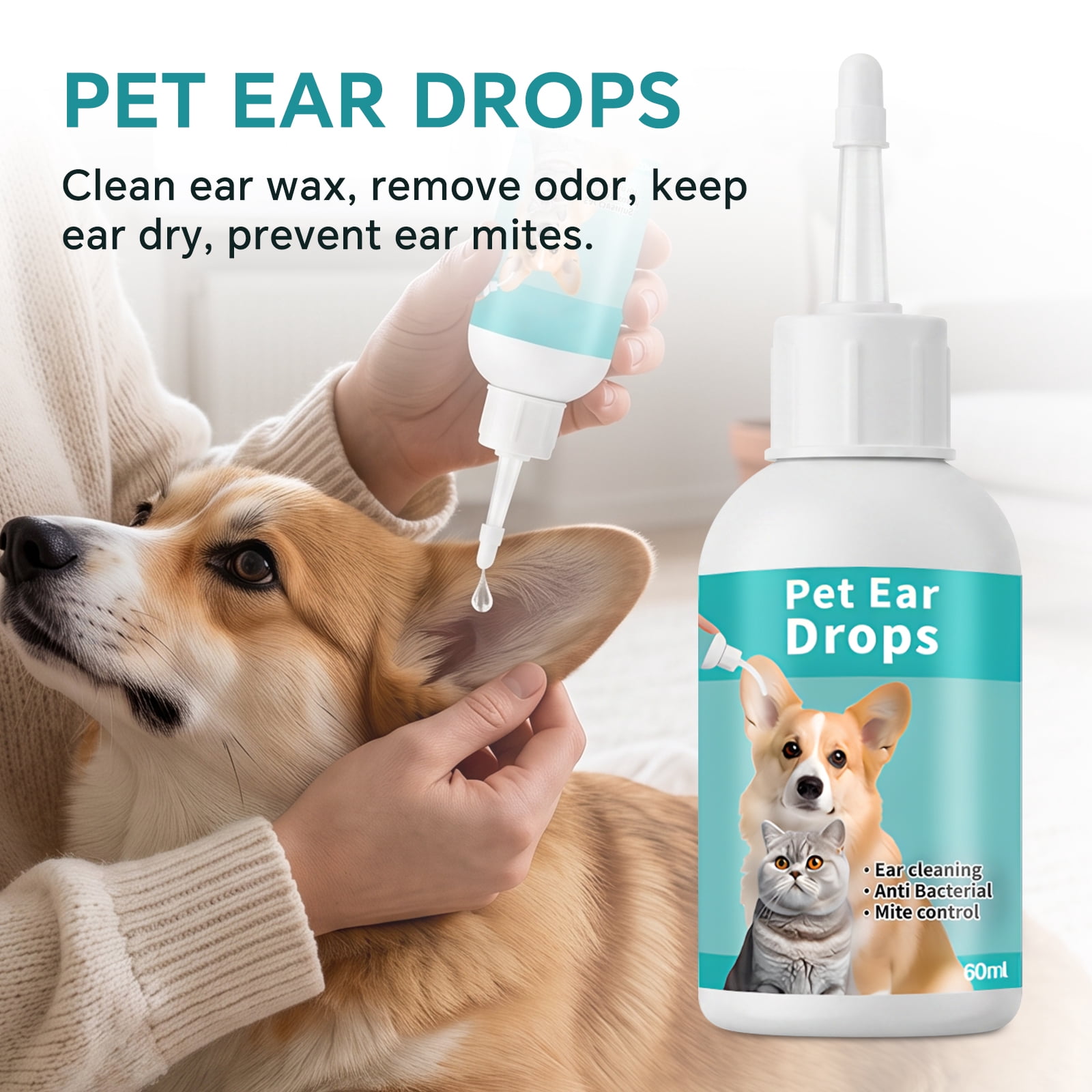 Pet Teeth Cleaning Finger Wipes, Eye Wipes, Paw Cleaner Foam, Ear Drops, Deodorizing Spray, Pet Glove Wipes Kit for Dogs & Cats
