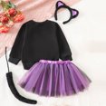 thumbnail image 4 of Glisme Girls Halloween Outfits Long Sleeve Round Neck Tops Skirts Cartoon Prints 2 Piece Set Relax Fit Toddler Clothes Purple, 4 of 7