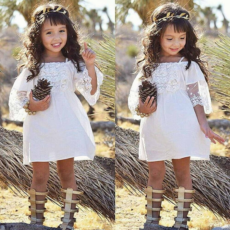 Tengma Baby Girl Outfits Flower Girls Princess Dress Kids Baby Party Wedding Pageant Lace Dresses Clothes Outfits for Girls White Size 110 Walmart