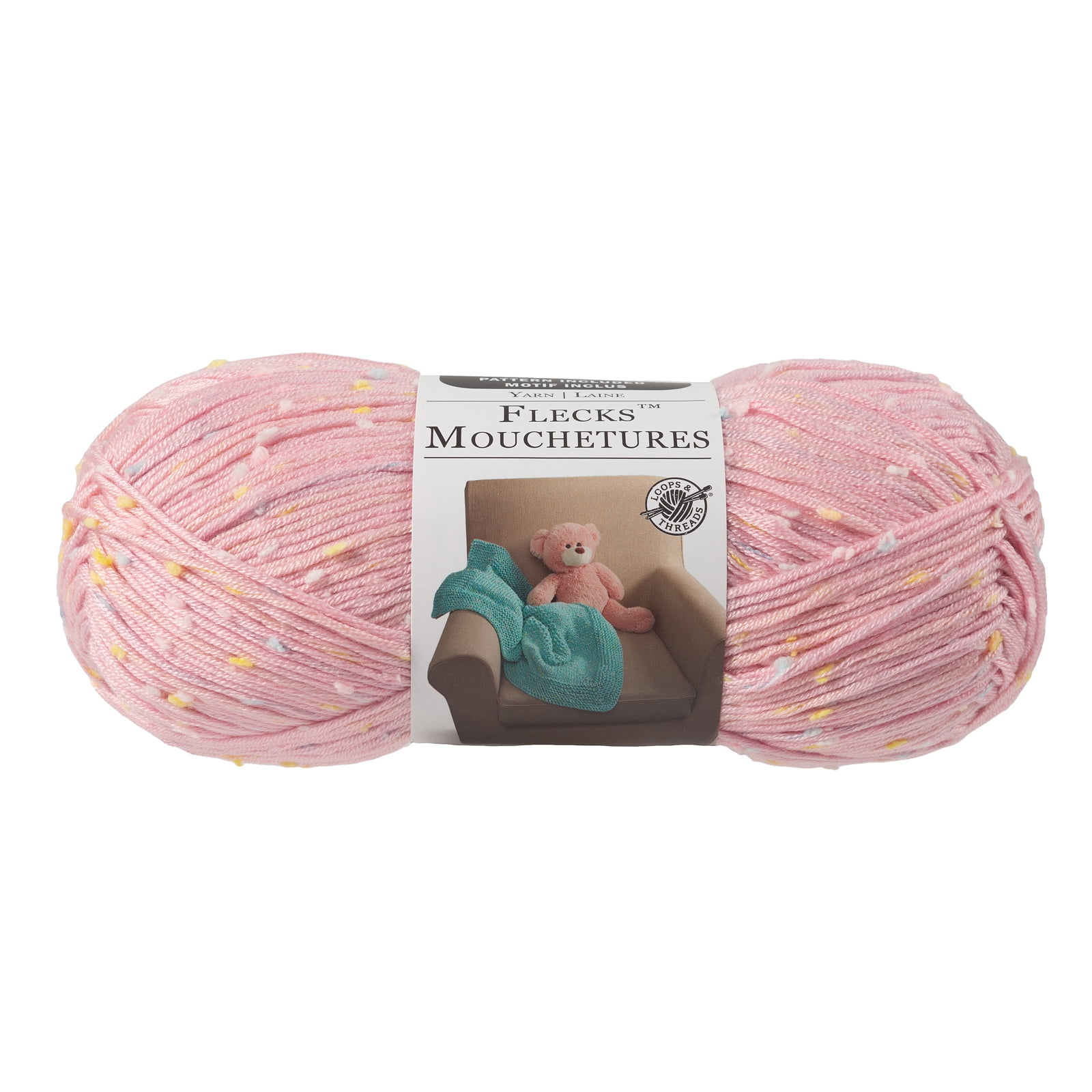 (3 pack) Flecks Yarn by Loops & Threads - Yarn for Knitting - Crochet - Weaving - and Arts & Crafts - Pink - Acrylic Blend - 6.53 oz