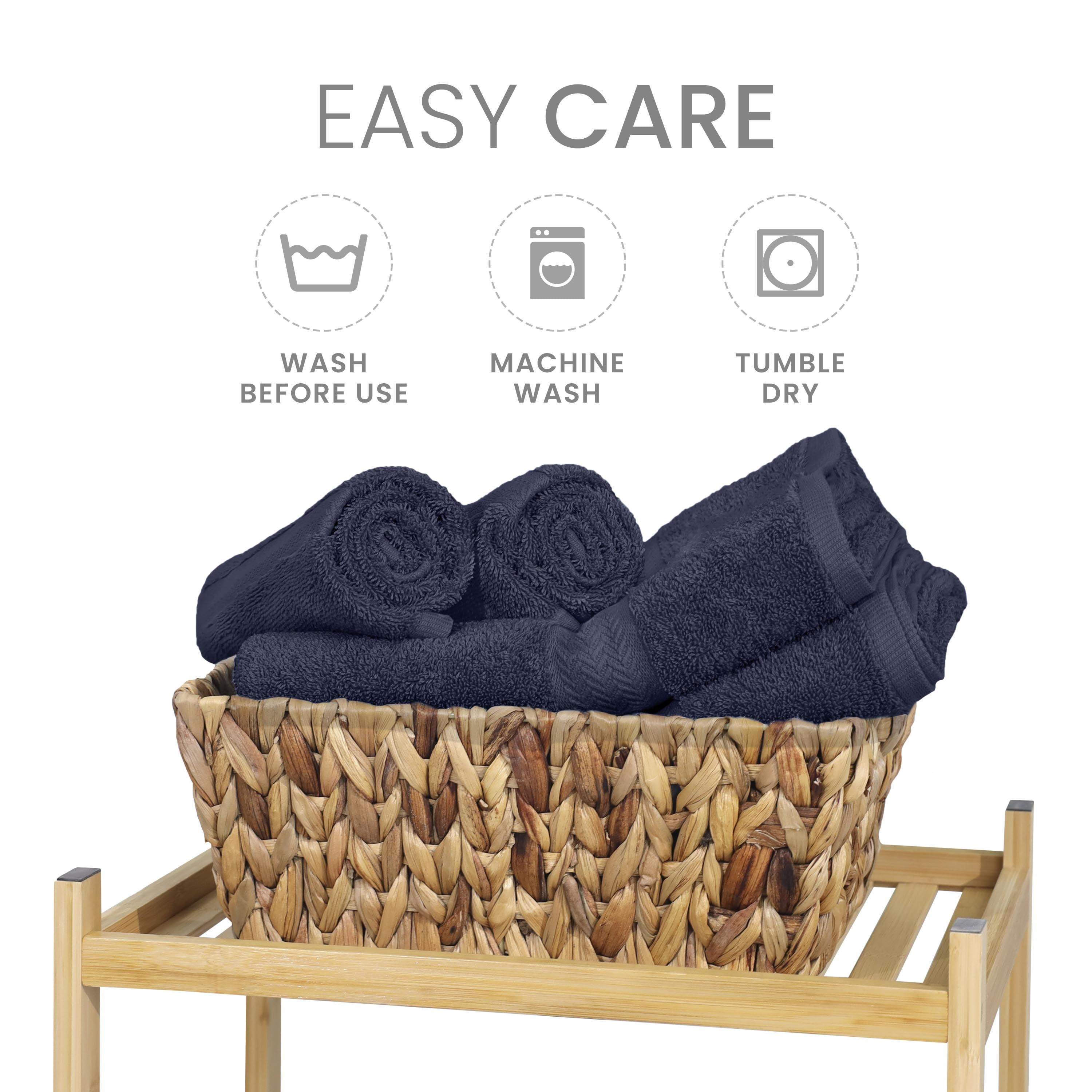 Martex 6-Piece 100% Ringspun Cotton Towel Set, Quick Dry Soft & Absorbent, Dark Blue
