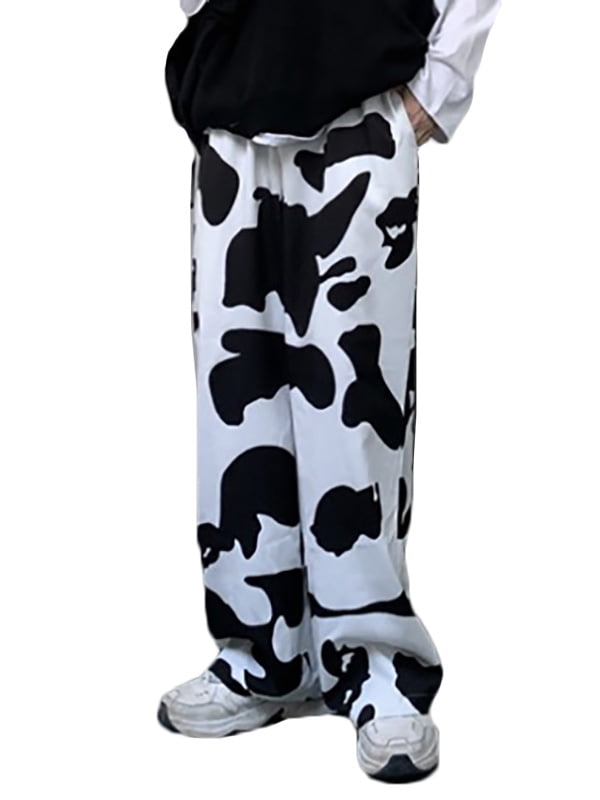 Fashion Elastic Waist Cow Printed Pants 