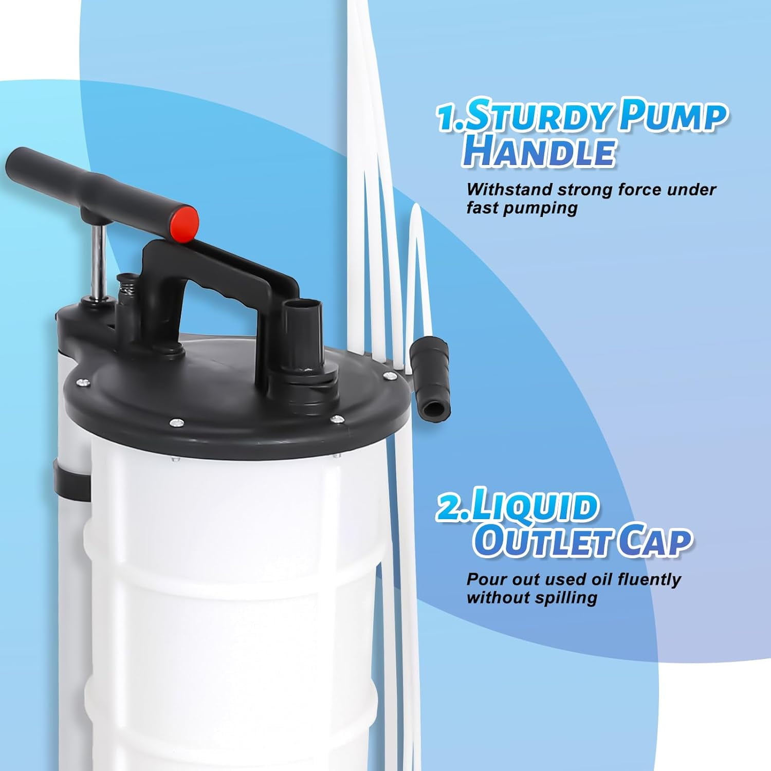 9L Manual Fluid Oil Extractor Pump for Oil Change ,Automotive Vacuum Fluids Evacuator,2.3 Gallon Vacuum Reservoir