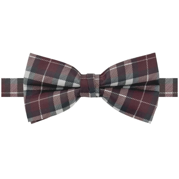 Jacob Alexander Men's Picnic Plaid Pattern Pre-Tied Adjustable Banded Bow Tie - Red Plaid