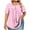 Pink, variant on Spring Tops for Women 100% Cotton Short Sleeved Round Neck Button Up Pleated T-Shirts