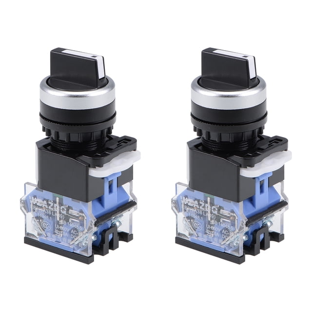 Interruptor selector rotativo Uxcell 2 posiciones 2NO momentáneo AC 600V 10A 22mm 7/8" montaje en panel 2 piezas
