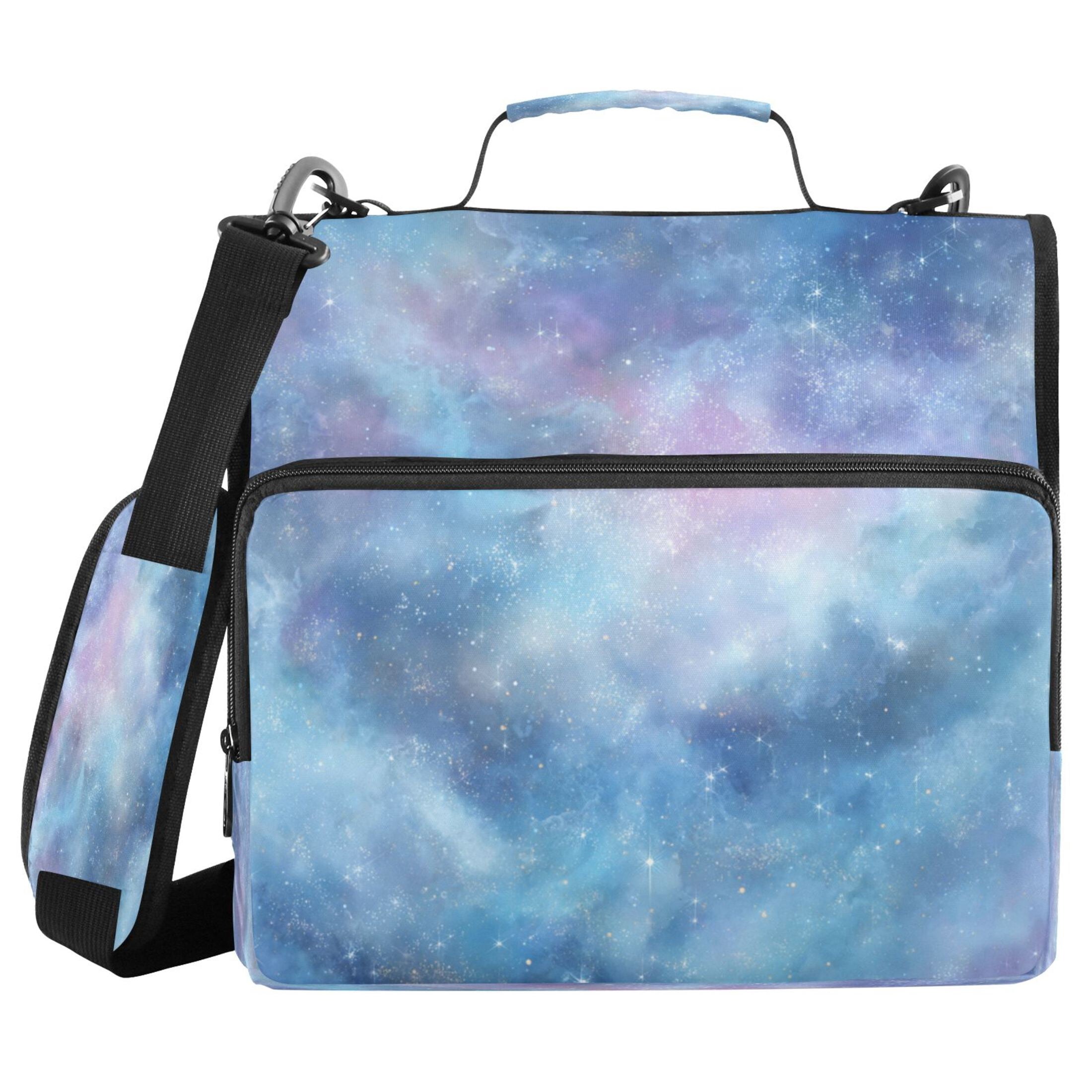 3 Ring Zipper Binder Stationery Organizer for Study Work Home Travel, All-Purpose File Folder Storage Bag for Daily Document Organization Seamless Cosmic Texture Design