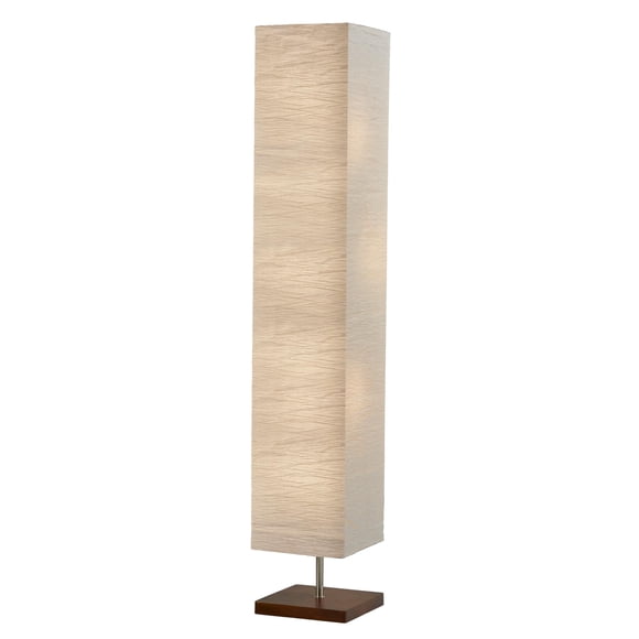 Lámpara de pie Adesso con base de madera natural de tres luces, regulable