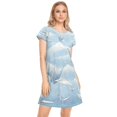 thumbnail image 5 of Women's Sleep Dress Nightgown with Short Sleeves Light Blue Paper Cranes Sleepwear Sizes S-2X, 5 of 6