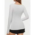 thumbnail image 2 of Women's Long Sleeve T-Shirt Scoop Neck Slim Fit Stretchy Layer T Shirts Tops, 2 of 4