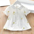 thumbnail image 2 of vdgthytj Girls Summer Button down Shirt Lace Trim Floral Embroidered Lapel Short Sleeve Tee Top Kids Clothes 3-12 Years, 2 of 3