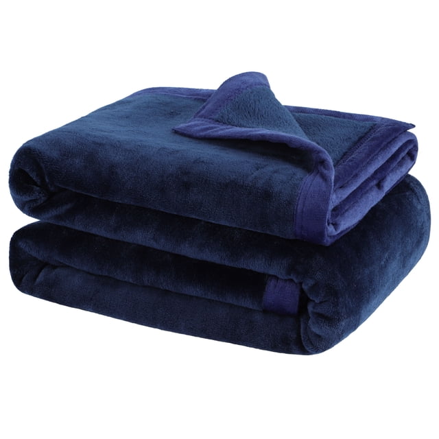 Manta de Franela Polar PiccoCasa Manta para Sofá Reversible 130 x 150 cm Blu Navy