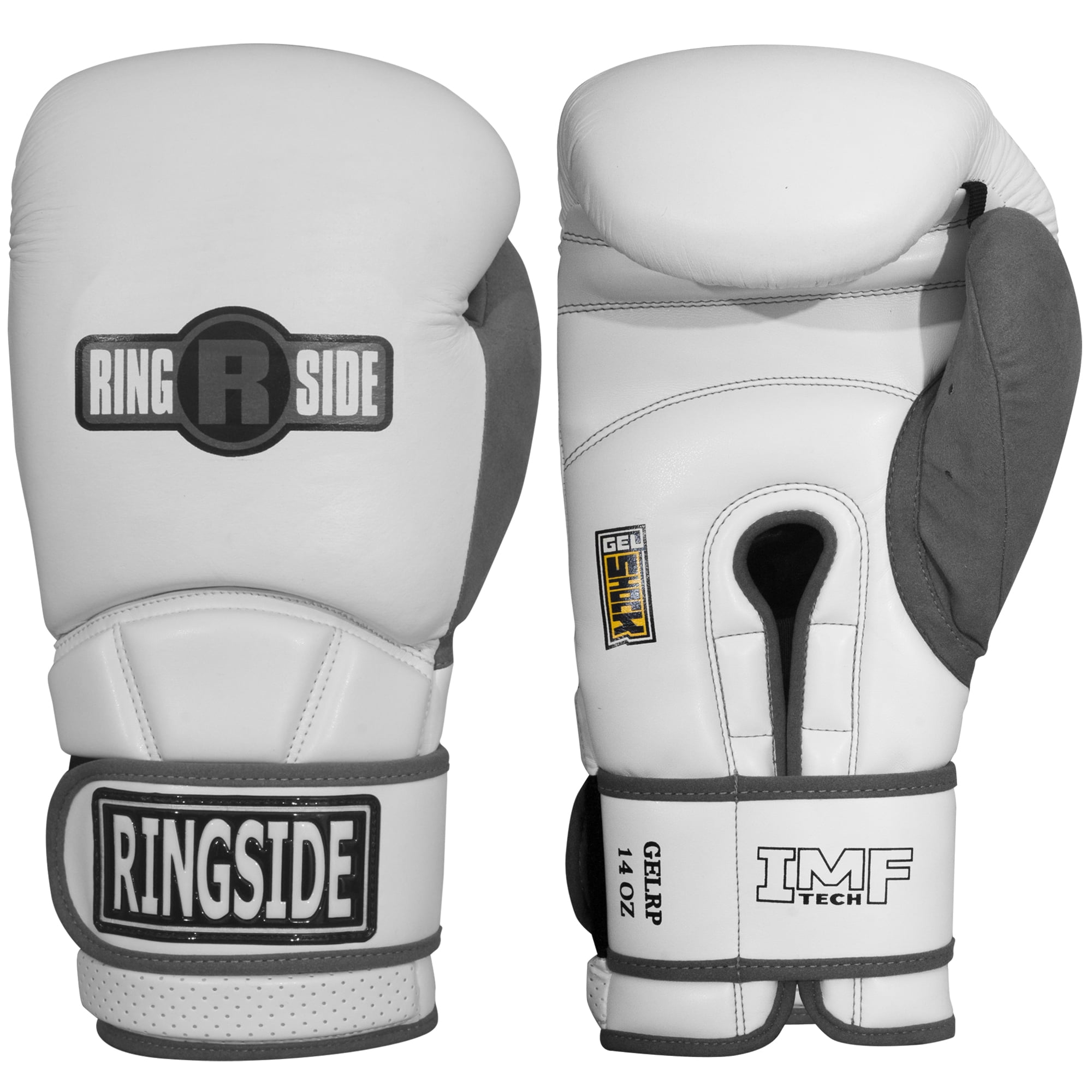 Ringside Gel Shock Safety Sparring Boxing Gloves, 14 oz., White/Gray
