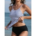 thumbnail image 2 of Charmo Women's High Neck Tankini Tops Only Tummy Control Swimsuit Top Ruched Swim Top Without Bottoms, 2 of 5