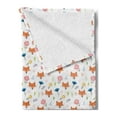 thumbnail image 2 of Fox Soft Flannel Fleece Throw Blanket, Repetitive Pattern with Animal Head Hearts and Colorful Flowers Nature Themed, Cozy Plush for Indoor and Outdoor Use, 50" x 60", Multicolor, by Ambesonne, 2 of 5
