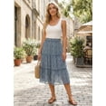 thumbnail image 2 of DARING DIVA Women's Midi Elastic A-Line Ruffle Flowy Skirts Small Blue, 2 of 8