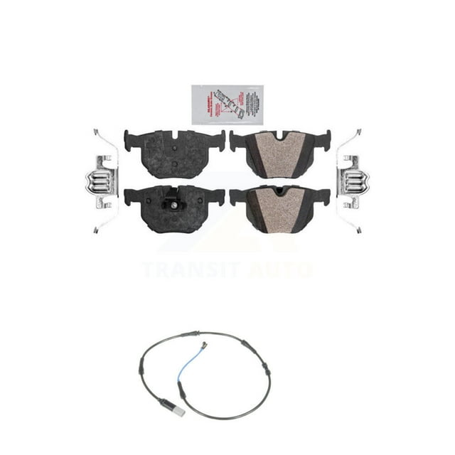 AmeriBRAKES Rear Ceramic Disc Brake Pads and Wear Sensors Kit for Car 2010 BMW 528i 3.0L KNW-100923