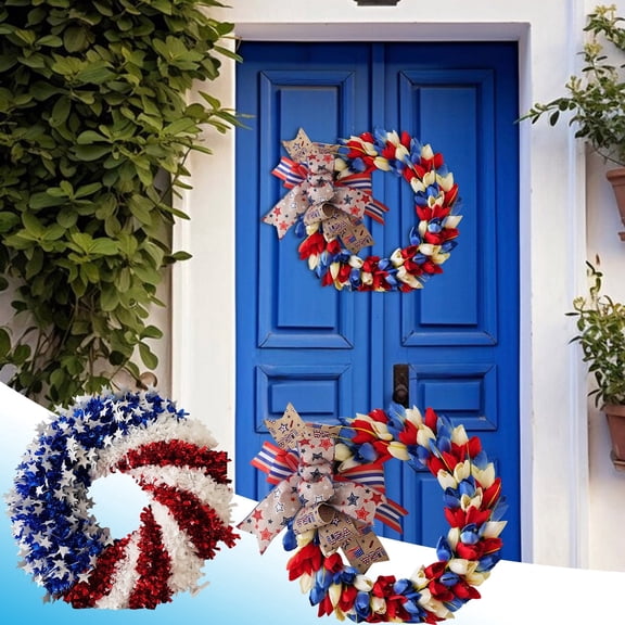 AZXY 4th of July Wreath,Patriotic Wreath,Independence Day Wreaths,Memorial Day Decorations