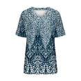 thumbnail image 3 of Cathalem T-Shirts pour Femmes à Manches Courtes, Col Ras du Cou, Froncé, Extensible, Ajusté, T-Shirts Courts, Bleu Marine m, 3 of 3