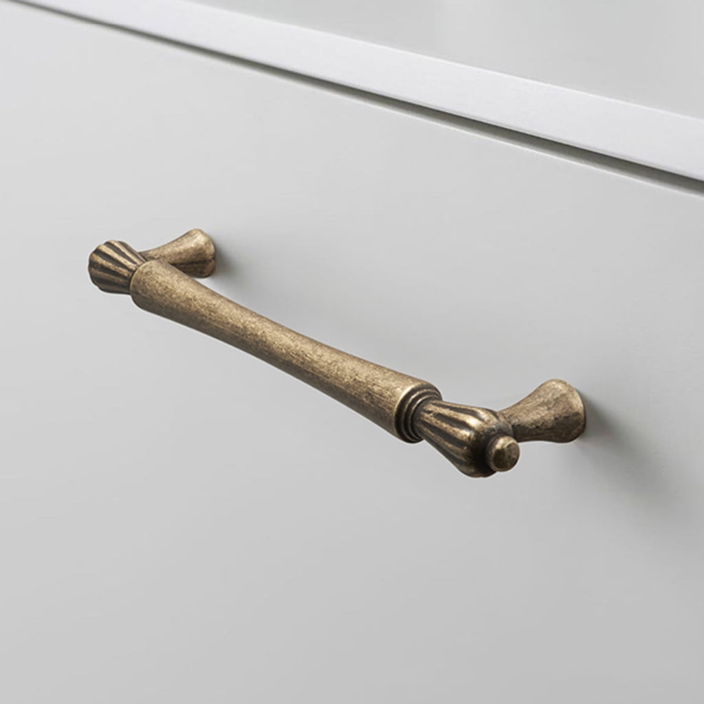 Tibvox 4pcs Antique Brass Drawer Pulls Cabinet Handle set for Kitchen & Bathroom Use
