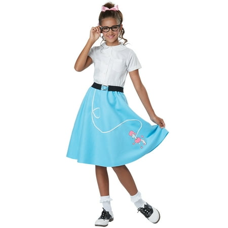 50's Style Poodle Skirt - 50's Blue Poodle Skirt Child Costume