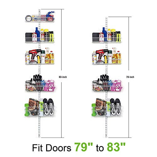 Allspace by Alltrade Over The Door Pantry Organizer Heavy Duty Hanging Storage Rack 5 Wire Baskets - 240077E
