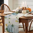 thumbnail image 3 of White Blue Pumpkin Cotton Linen Table Runner, Washable Table Runners for Kitchen, Dining Room, Holiday, Home Party Table Decor, 13x36 Inches, 3 of 9
