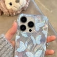 thumbnail image 2 of Designed for iPhone Case,Luxury Glitter Feather Butterfly Pattern with Hand Bracelet Shockproof Protective Cover Phone Case (iPhone 15 Pro,Color), 2 of 5
