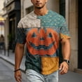 thumbnail image 2 of Mens Halloween Shirt Funny Jack-o'-lantern Face Print Graphic Halloween T Shirts Round Neck Short Sleeve Halloween Costume, 2 of 5