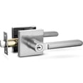 thumbnail image 1 of Berlin Modisch Entry Lever Door Handle Lock and Key Slim Square Locking Lever Set [for Front Door or Office] Reversible for Right & Left Sided Doors Heavy Duty â€“ Satin Nickel Finish, 1 of 4