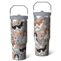 30 Oz Tumbler Spanish Hound Grey Tumbler with Lid and Straw, Birthday Gift Cup for Friend Women Men Coffee Travel Mug Thanksgiving Day Halloween Christmas Gift Water Bottle