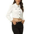 thumbnail image 4 of INSPIRE CHIC Women's Classic Casual Puff Sleeve Button Down Cropp Denim Jacket M White, 4 of 6