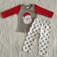 thumbnail image 4 of Ropa de Boutique para niños, pijamas con bordado navideño de Papá Noel, mangas Rojas, grises, traje de niña, pantalones de lunares, conjunto para niños, 4 of 4