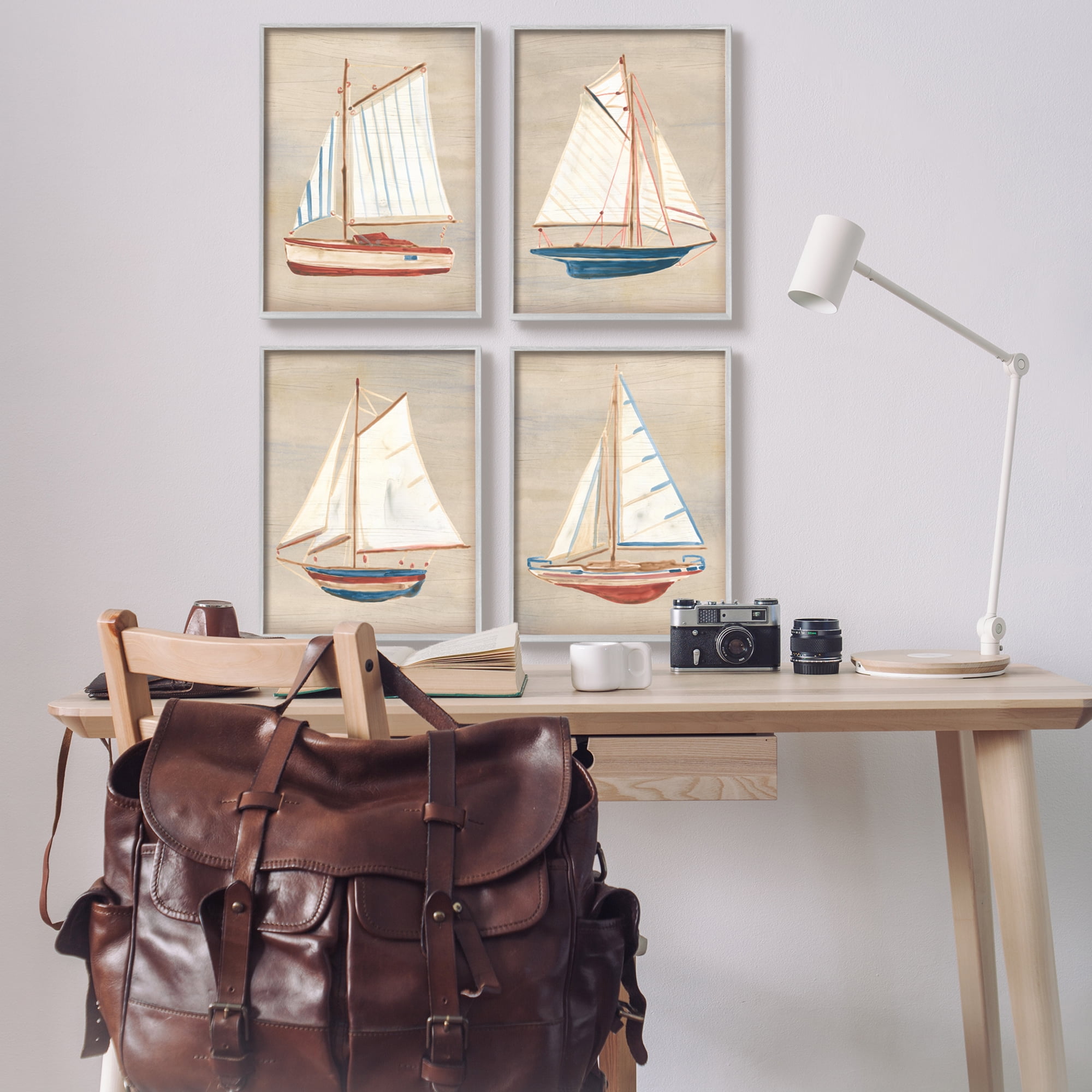 Stupell Industries Various Rustic Boats Transportation Painting Gray Framed Art Print Wall Art, 16 x 20