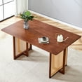thumbnail image 3 of Gzxs Rectangular Dining Table - Wood Kitchen & Dining Room Furniture - Mid Century Modern Chinese Style – Walnut Kitchen Table for Home Office – 59"L x 35.4"W x 30"H, 3 of 9